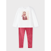 Mayoral Girls Velvet Legging Set in Red